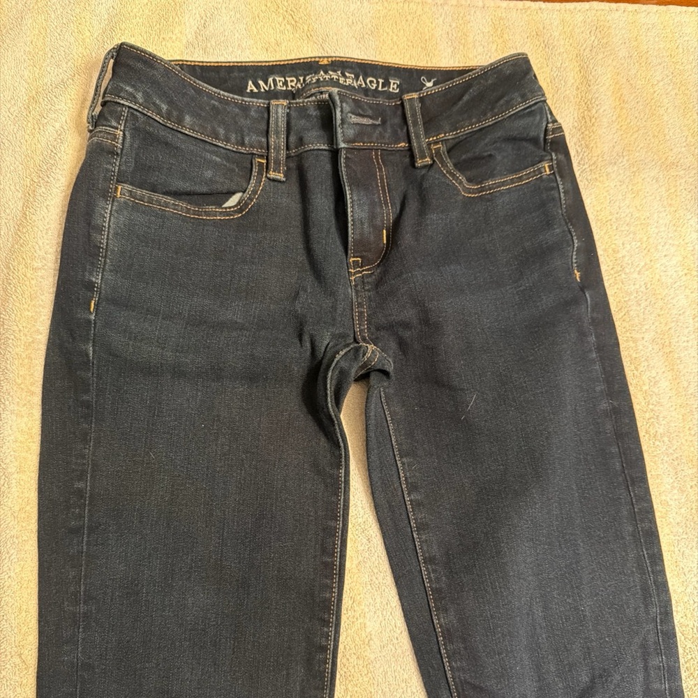 American Eagle Outfitters Women's Dark Blue Jeans Super Stretch Jegging Size 0 - Picture 2 of 7